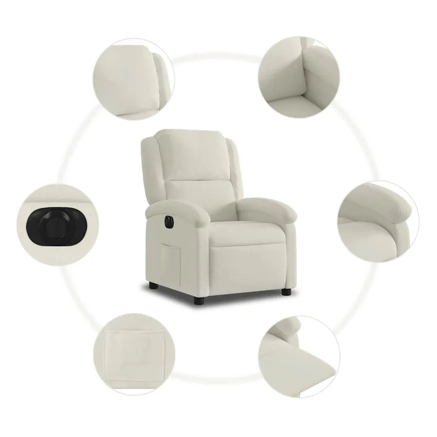 Fauteuil inclinable électrique Crème Velours - 8
