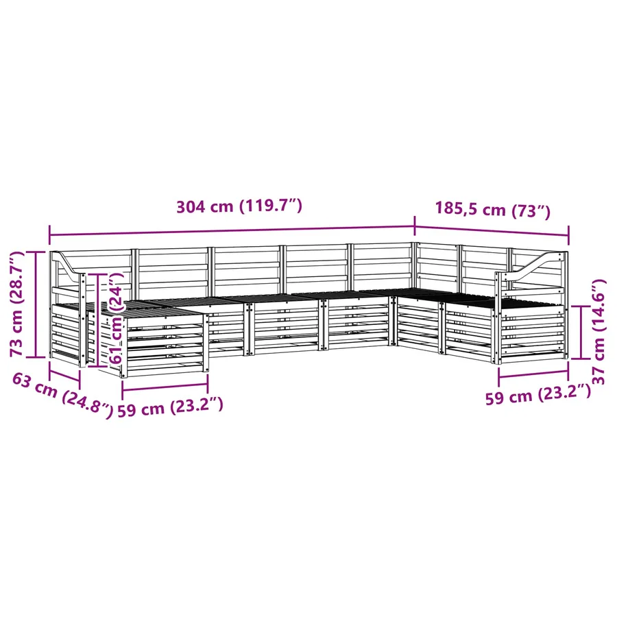 Ensemble de canapés d'extérieur 8 pcs Blanc 304 x 185,5 x 73 cm - 8