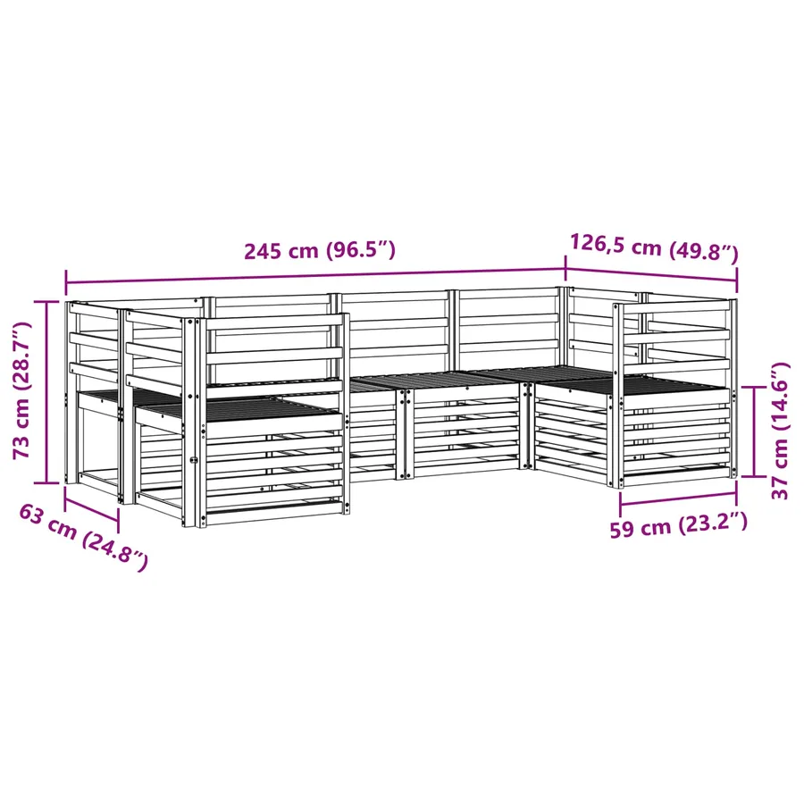 Ensemble de canapés d'extérieur 6 pcs Blanc 245 x 126,5 x 73 cm - 6