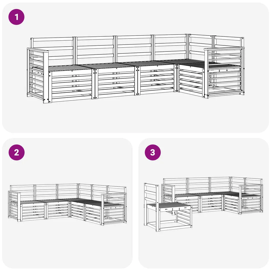 Ensemble de canapés d'extérieur 5 pcs Blanc 247 x 128,5 x 73 cm - 6