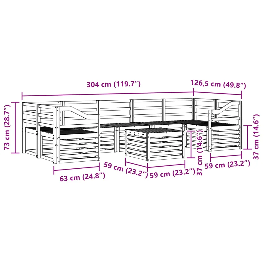 Ensemble de canapés d'extérieur 8 pcs Blanc - 8