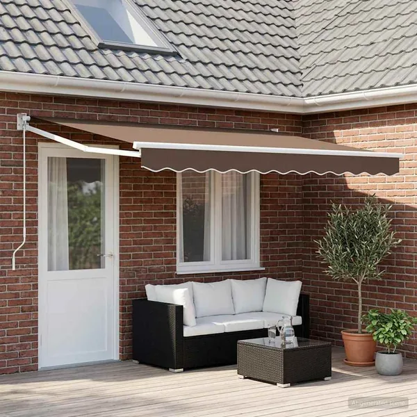 Auvent rétractable Taupe 4,5 × 3 m 100% Polyester et Aluminium