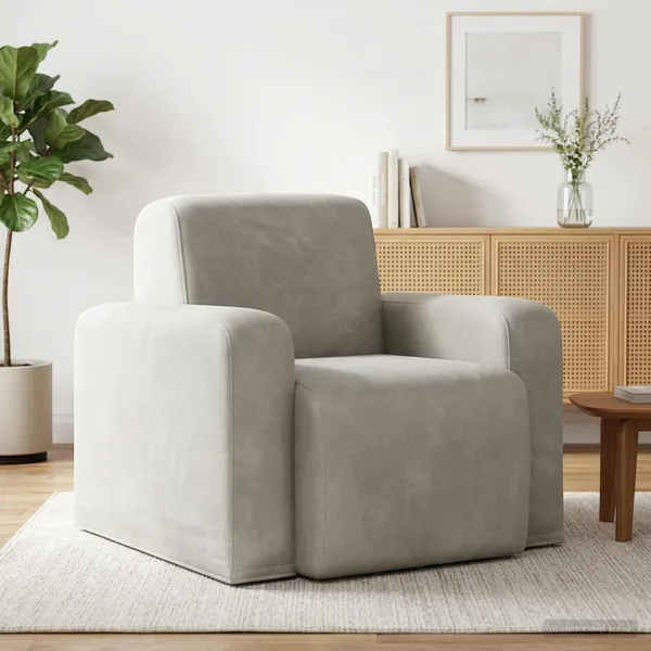 Fauteuil Crème Velours