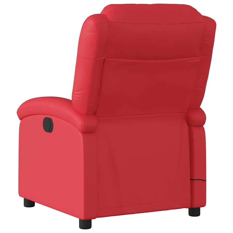 Fauteuil de massage inclinable électrique rouge similicuir - 5