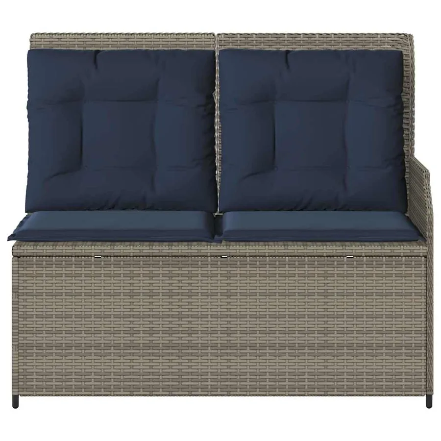 Banc de jardin avec coussin Gris et bleu marine polyrotin - 4