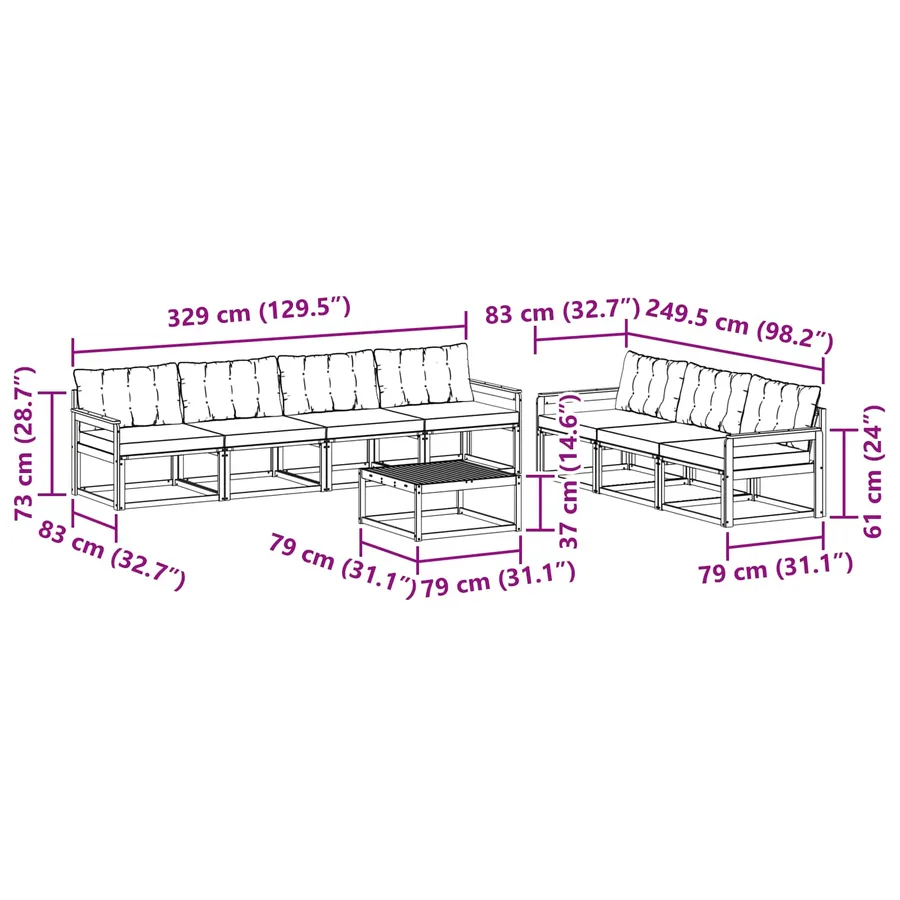 Ensemble de canapés d'extérieur 8 pcs Blanc et Beige - 8