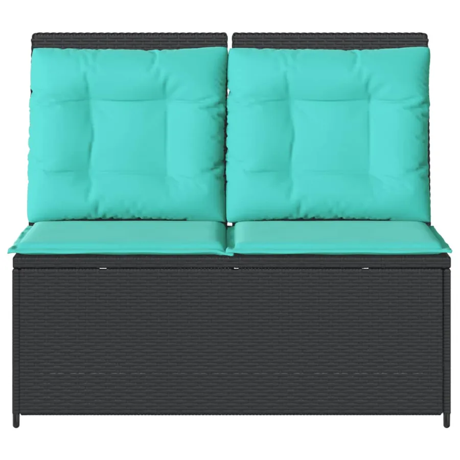 Banc inclinable de jardin avec coussins noir résine tressée - 4