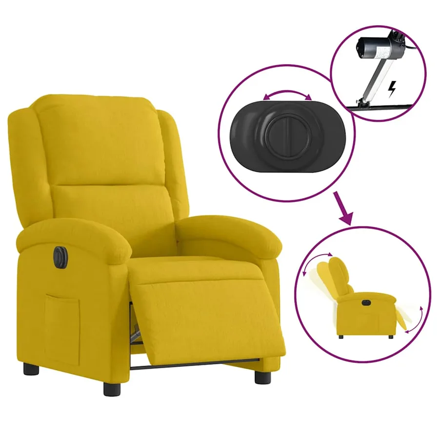 Fauteuil inclinable électrique jaune velours - 6