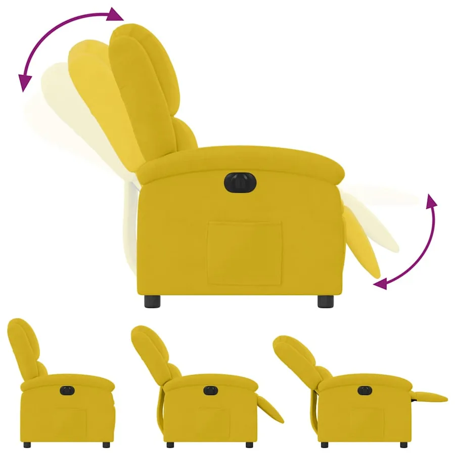 Fauteuil inclinable électrique jaune velours - 7