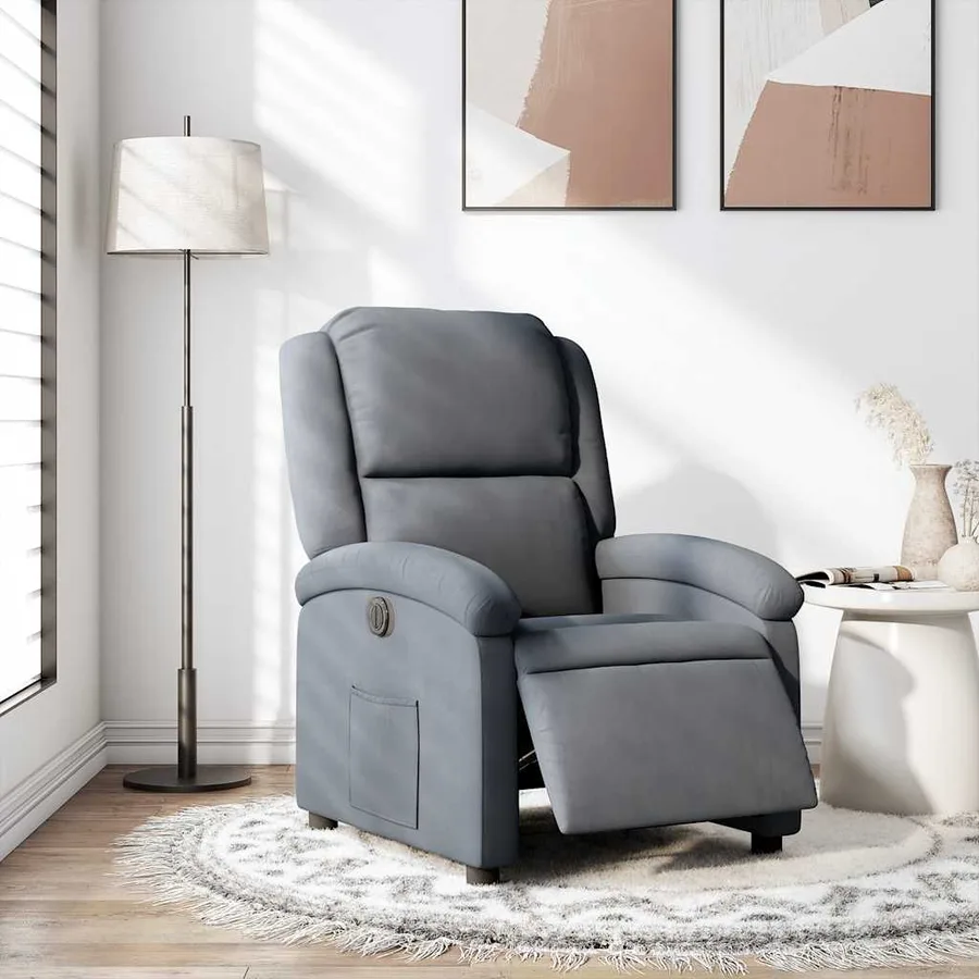 Fauteuil inclinable électrique Gris foncé Velours - 15