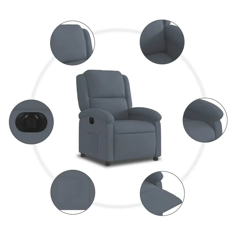 Fauteuil inclinable électrique Gris foncé Velours - 8