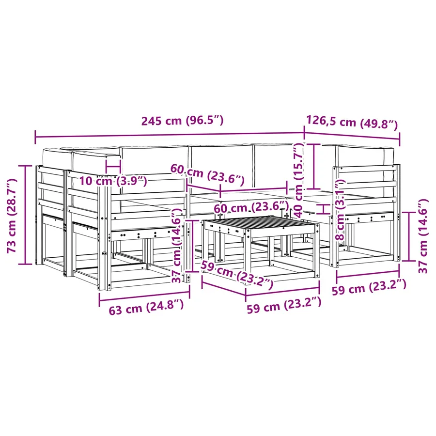 Ensemble de canapés d'extérieur 7 pcs Blanc et gris clair - 7
