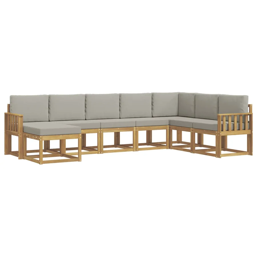 Ensemble de canapés d'extérieur 8 pcs Blanc et gris clair - 2