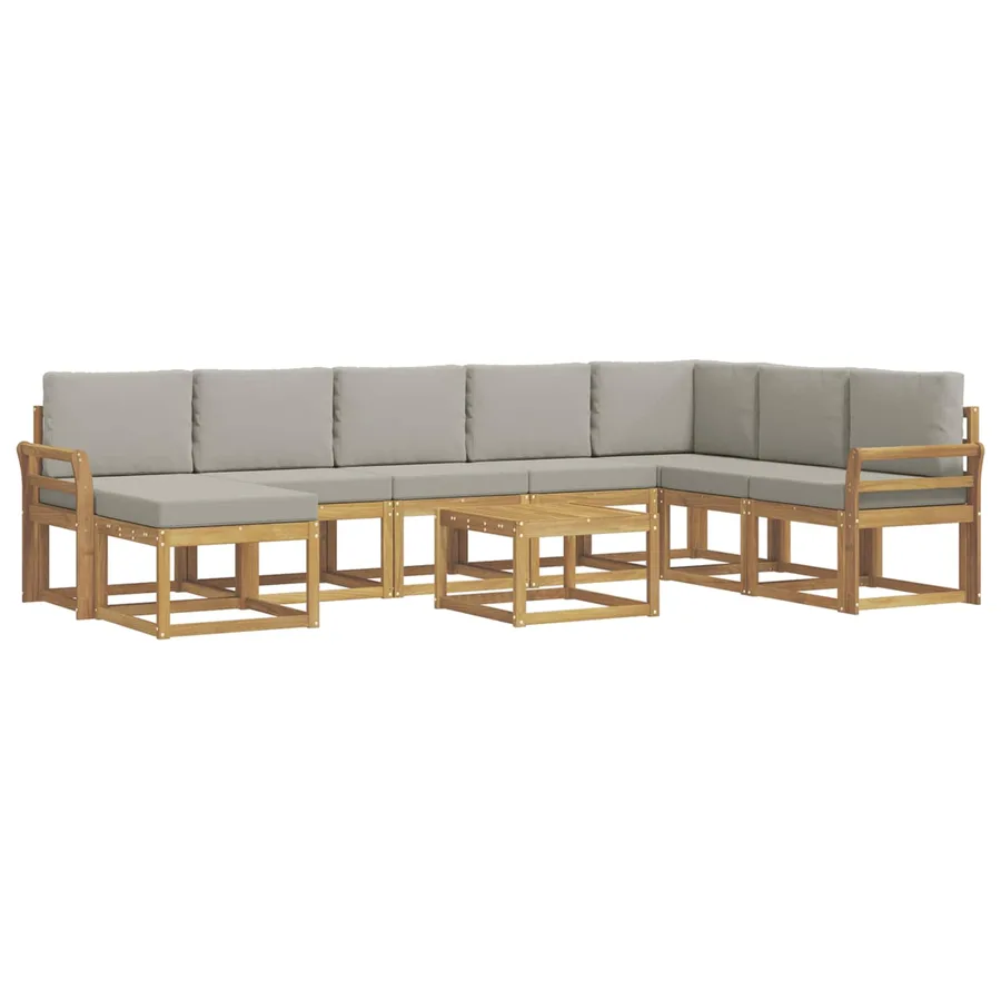 Ensemble de canapés d'extérieur 9 pcs Blanc et gris clair - 2