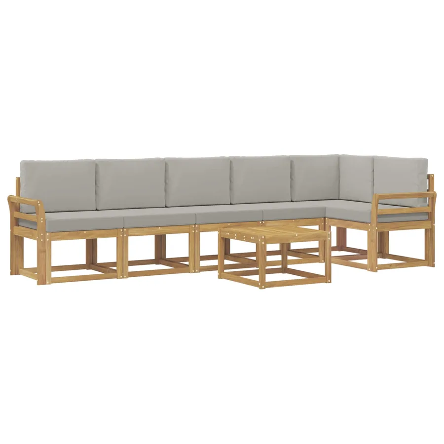 Ensemble de canapés d'extérieur 7 pcs Blanc et gris clair - 2