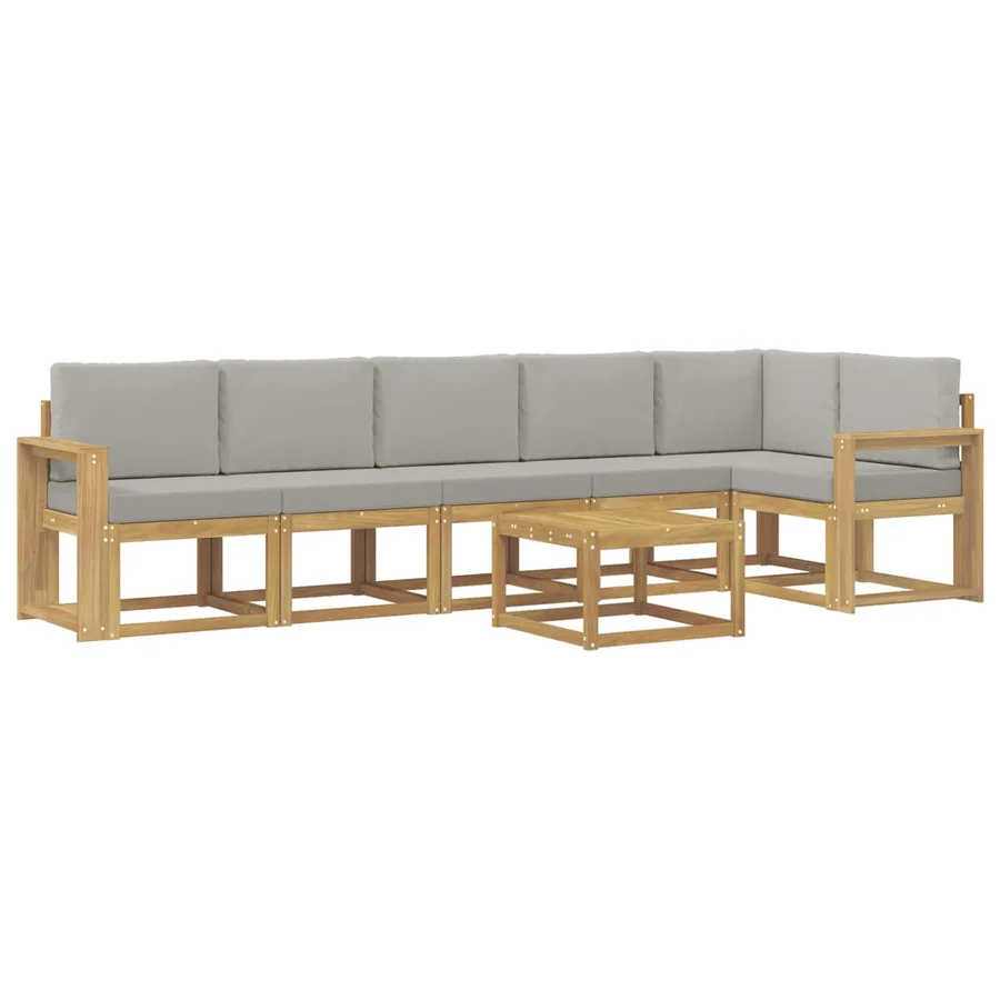 Ensemble de canapés d'extérieur 7 pcs Blanc et gris clair - 2