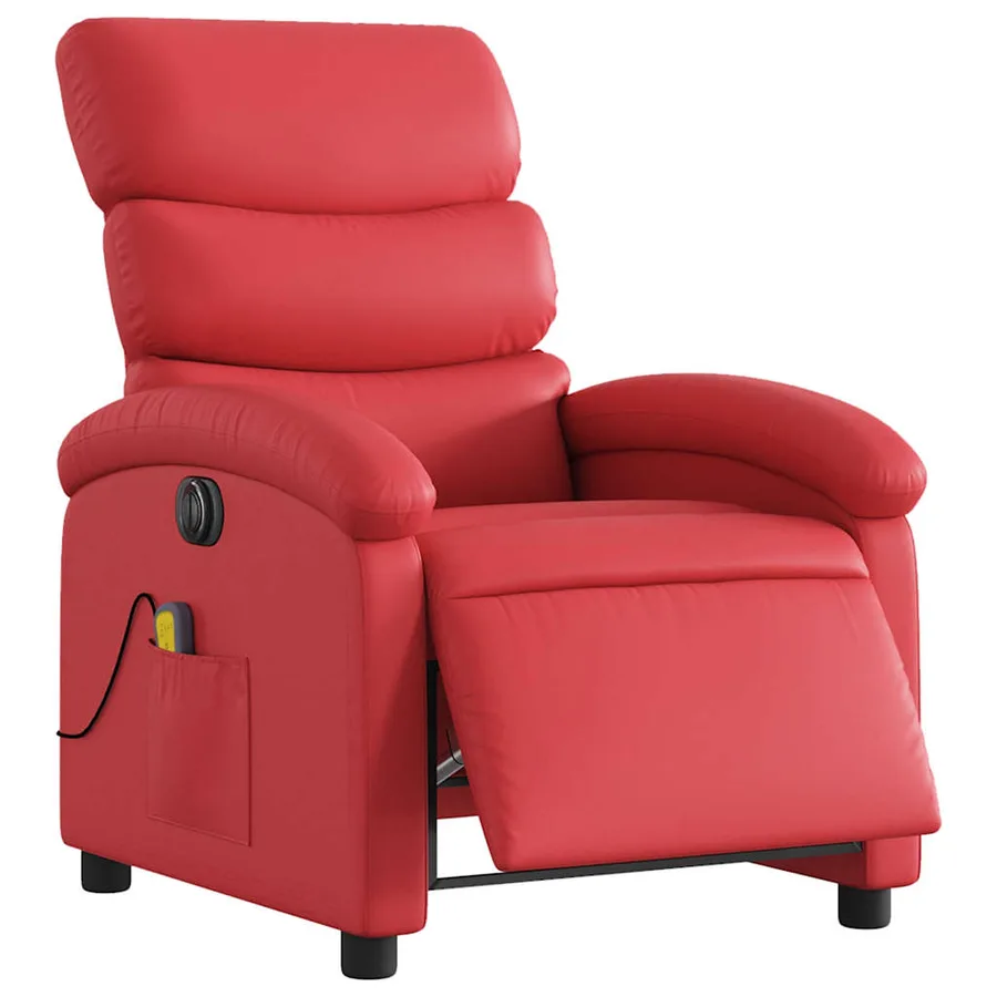 Fauteuil de massage inclinable électrique rouge similicuir - 3