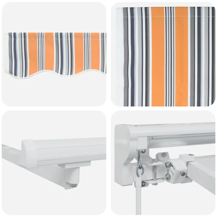 Auvent rétractable manuel Orange, Gris, Bleu, Blanc 5 × 3,5 m - 7