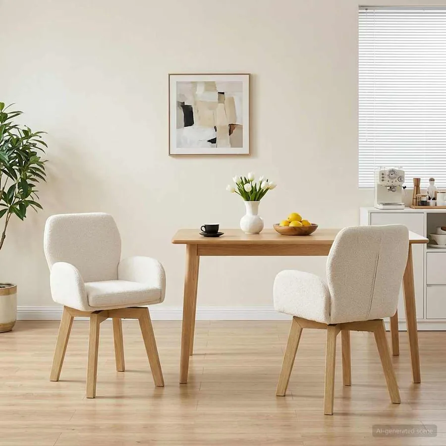 Chaises de salle à manger pivotantes 2 pcs Bouclé Crème