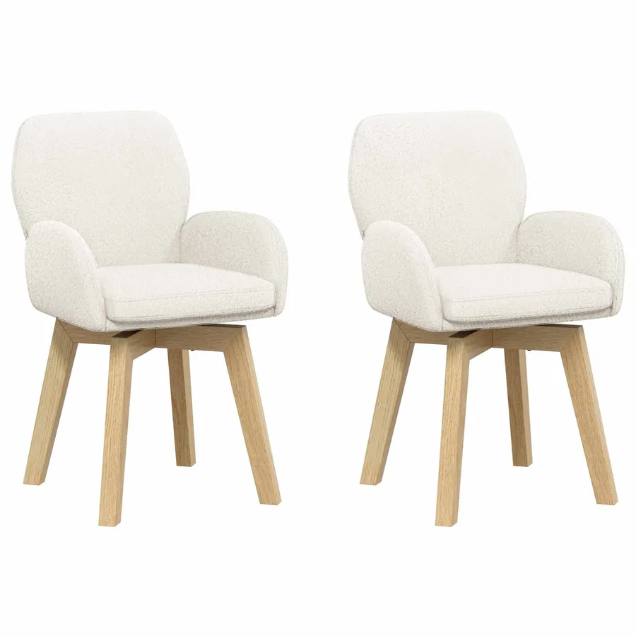 Chaises de salle à manger pivotantes 2 pcs Bouclé Crème - 2
