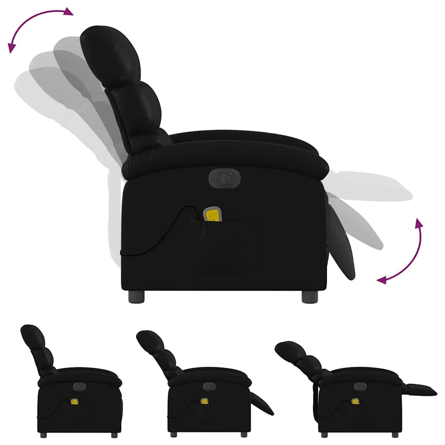 Fauteuil de massage inclinable électrique noir similicuir - 7