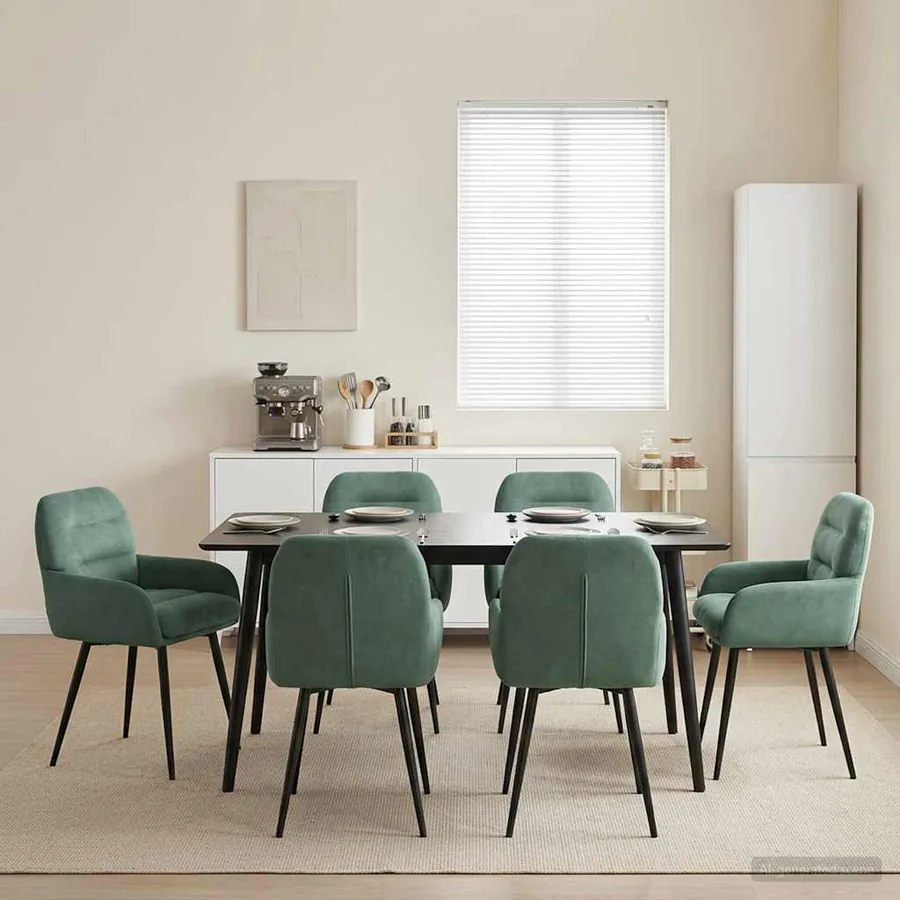 Chaises de salle à manger 6 pcs Velours Vert Mer