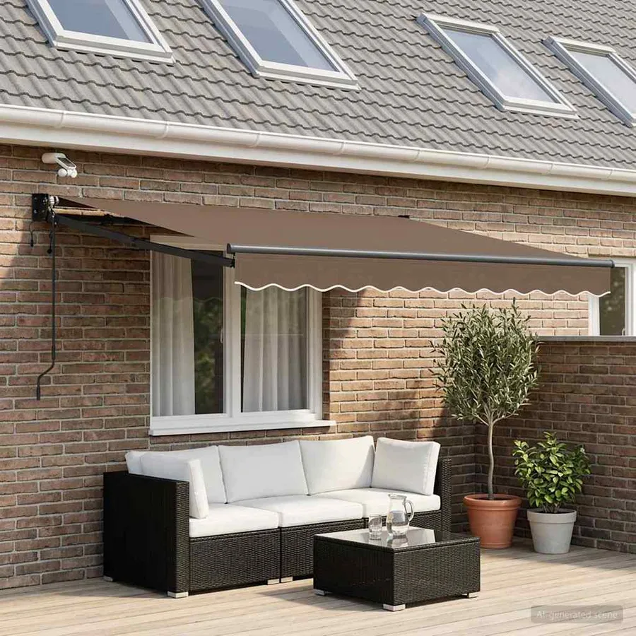 Auvent rétractable électrique Taupe 100% Polyester et Aluminium - 3
