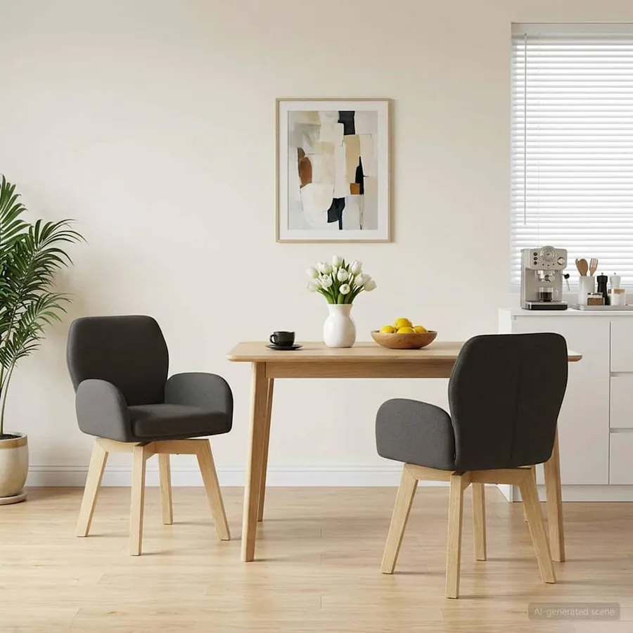 Chaises de salle à manger pivotantes 2 pcs Bouclé Gris foncé