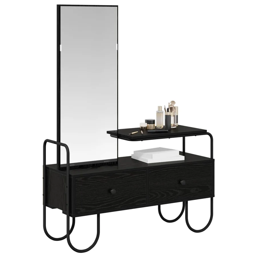 Table de Toilette avec tiroir Chêne noir Bois d'ingénierie - 3