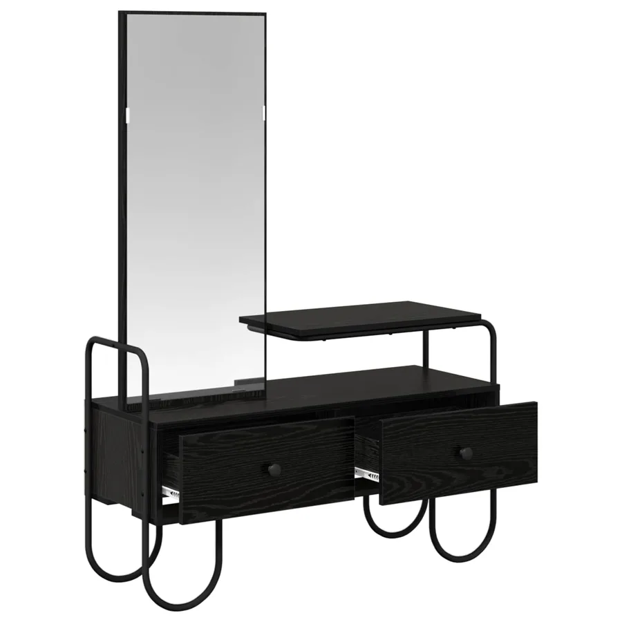 Table de Toilette avec tiroir Chêne noir Bois d'ingénierie - 4