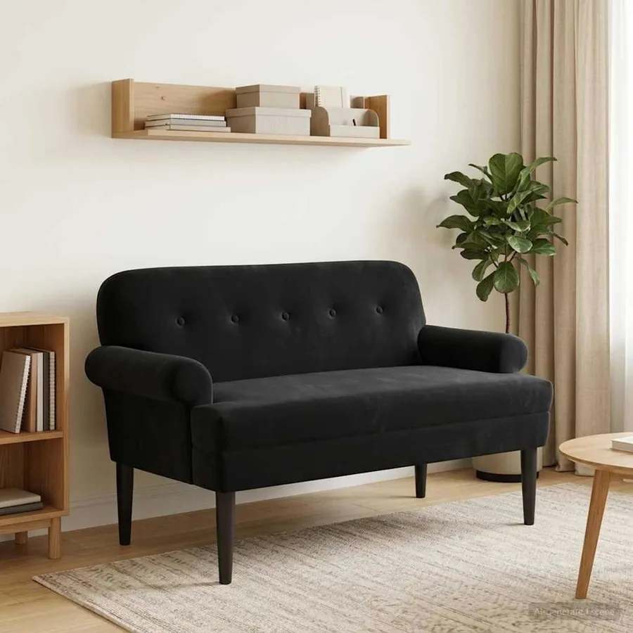 Canapé love seat avec capitonnage en boutons Noir Velours