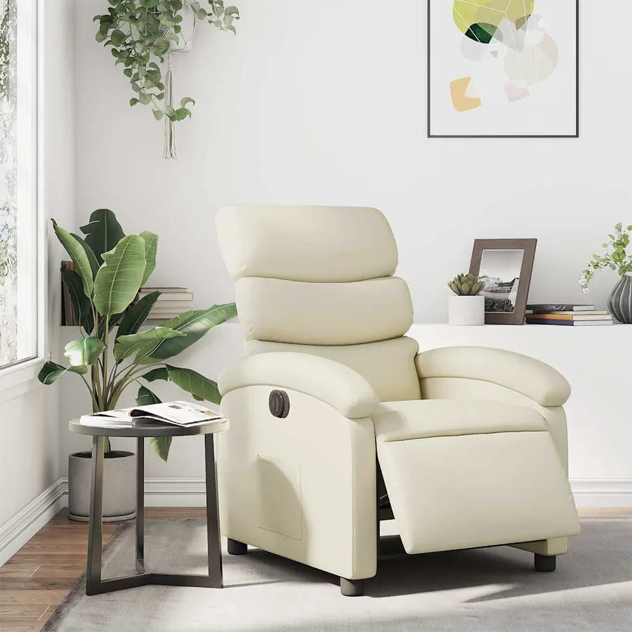 Fauteuil inclinable électrique Crème Similicuir - 16