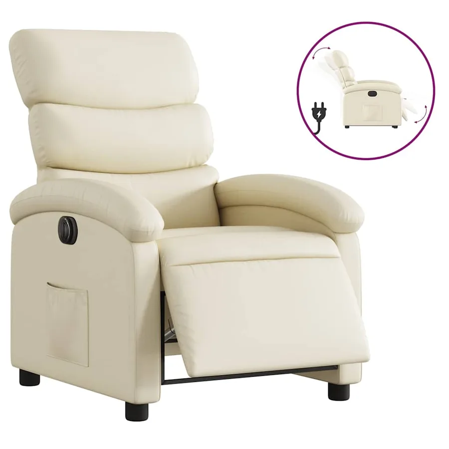 Fauteuil inclinable électrique Crème Similicuir - 2