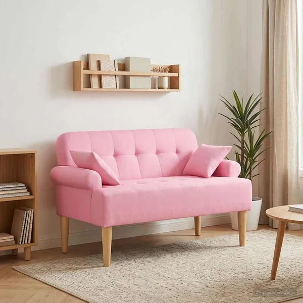 Canapé love seat avec capitonnage en boutons Rose Tissu