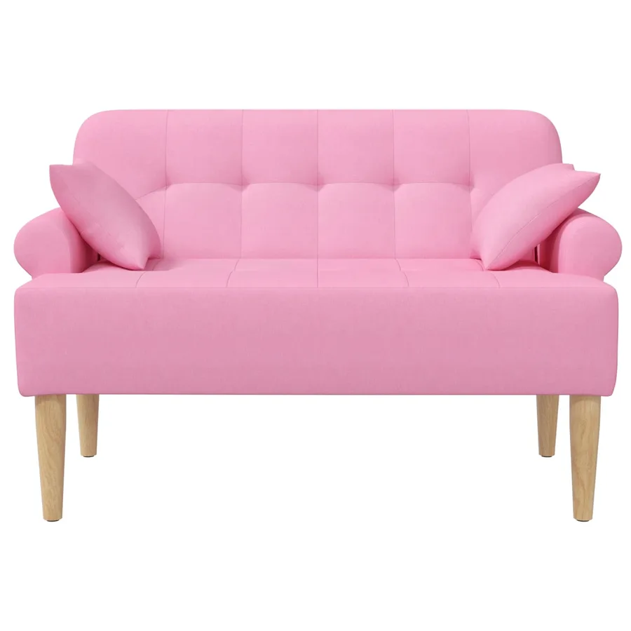 Canapé love seat avec capitonnage en boutons Rose Tissu - 3
