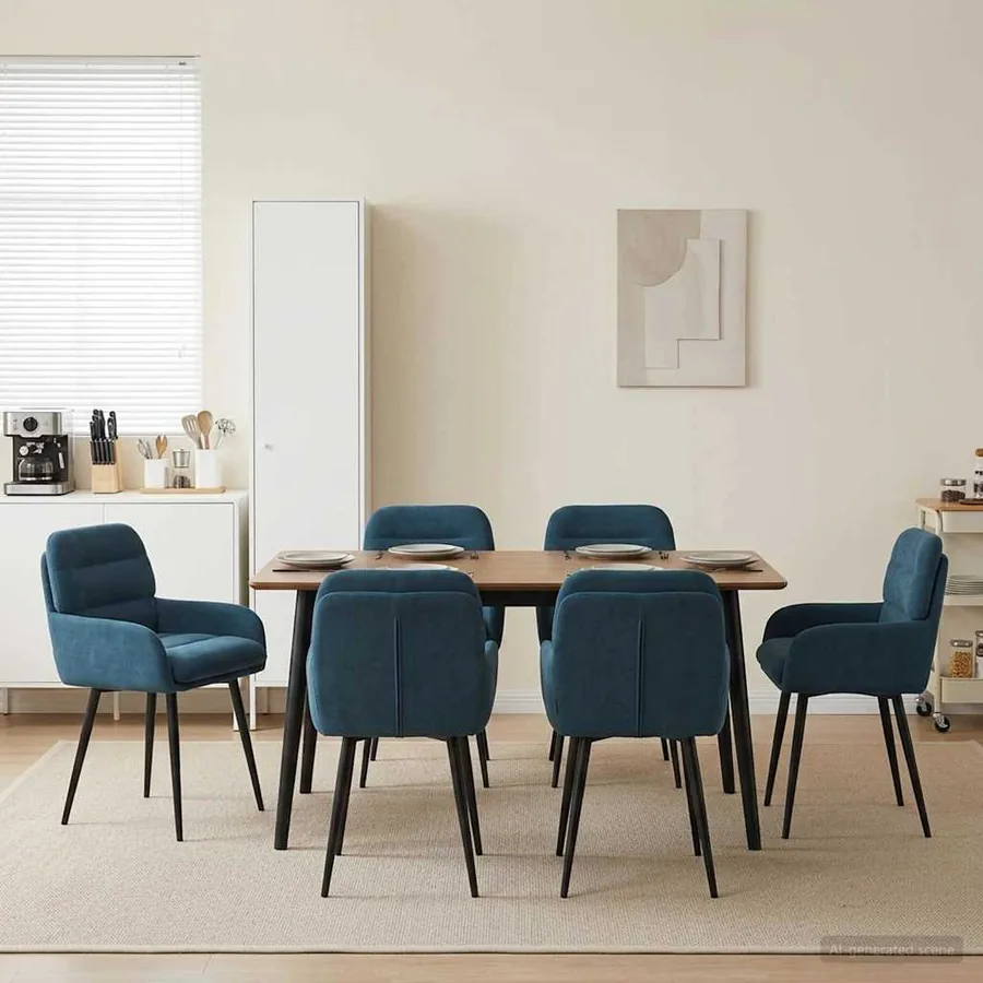 Chaises de salle à manger 6 pcs Velours Bleu 59 x 59,5 x 90 cm