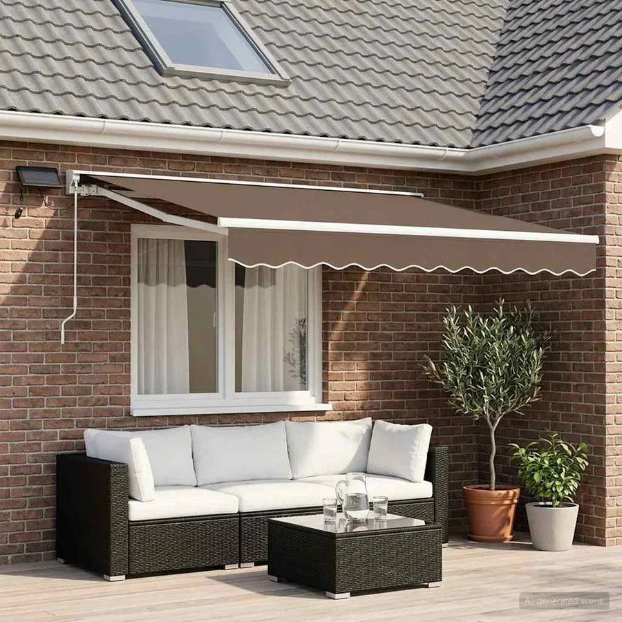 Cadre de store manuel avec LEDs Taupe 2,5 x 2 m - 3