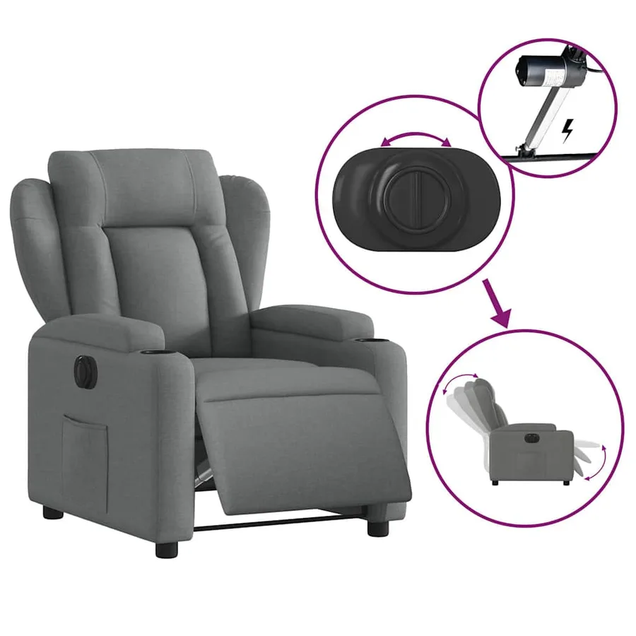 Fauteuil inclinable électrique Gris foncé Tissu - 6