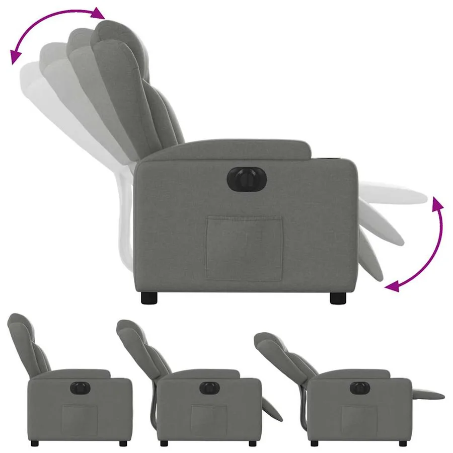 Fauteuil inclinable électrique Gris foncé Tissu - 7