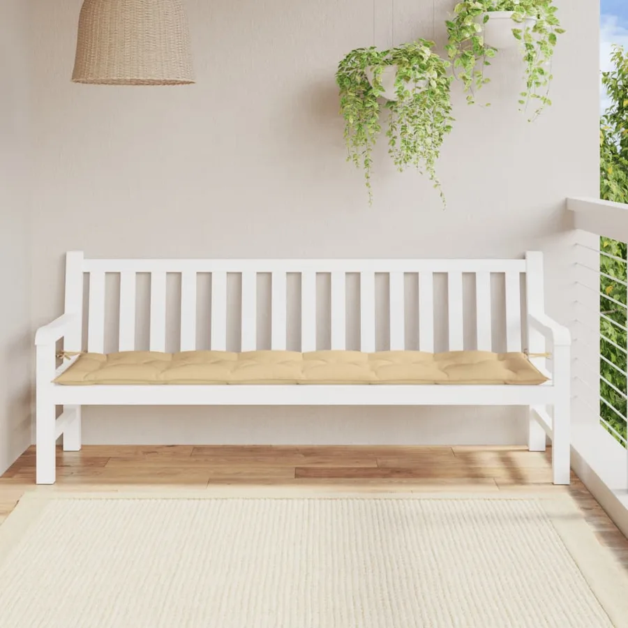 Coussin de banc de jardin beige mélangé 200x50x7 cm tissu - 3