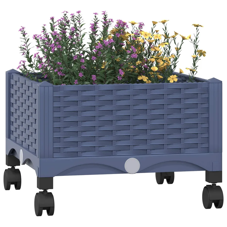 Jardinière avec Roues Gris Bleu 40 x 40 x 33 cm PP - 3