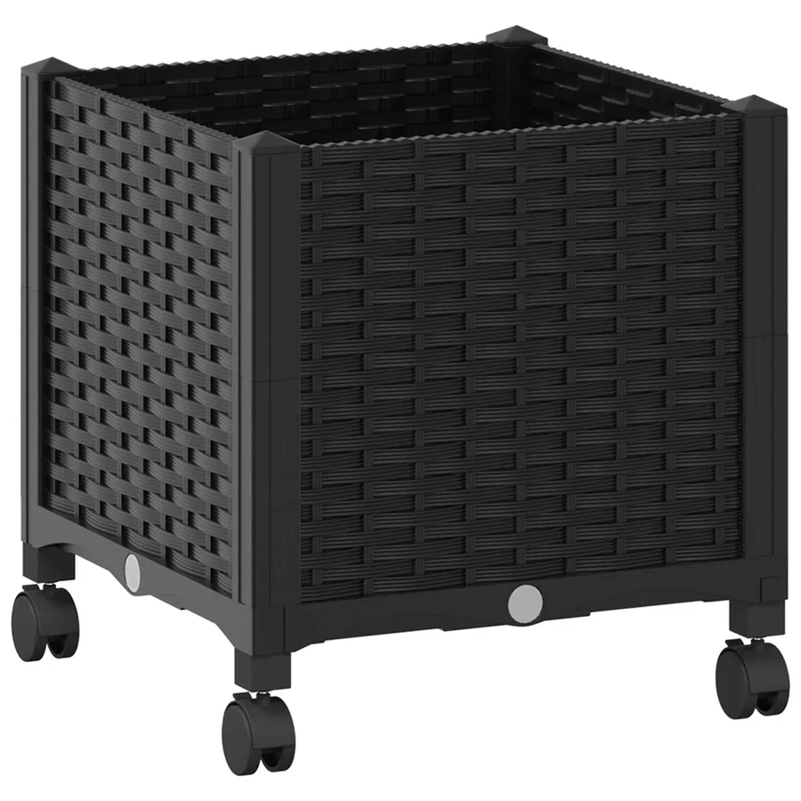 Jardinière avec Roues Noir 40 x 40 x 44 cm PP - 2
