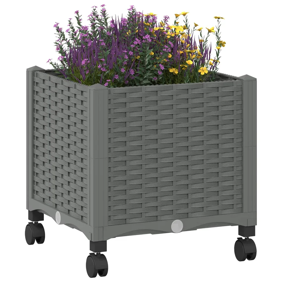 Jardinière avec Roues Gris clair 40 x 40 x 48 cm PP - 3