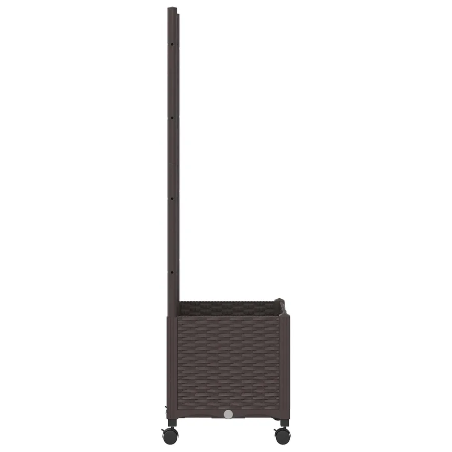 Bac de jardin avec treillis et roues Marron 40 x 40 x 146 cm PP - 4