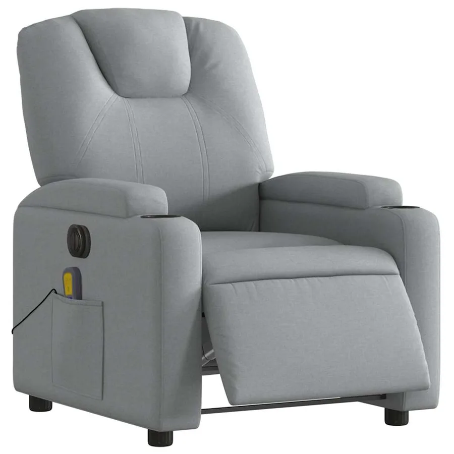Fauteuil de massage inclinable électrique gris clair tissu - 3