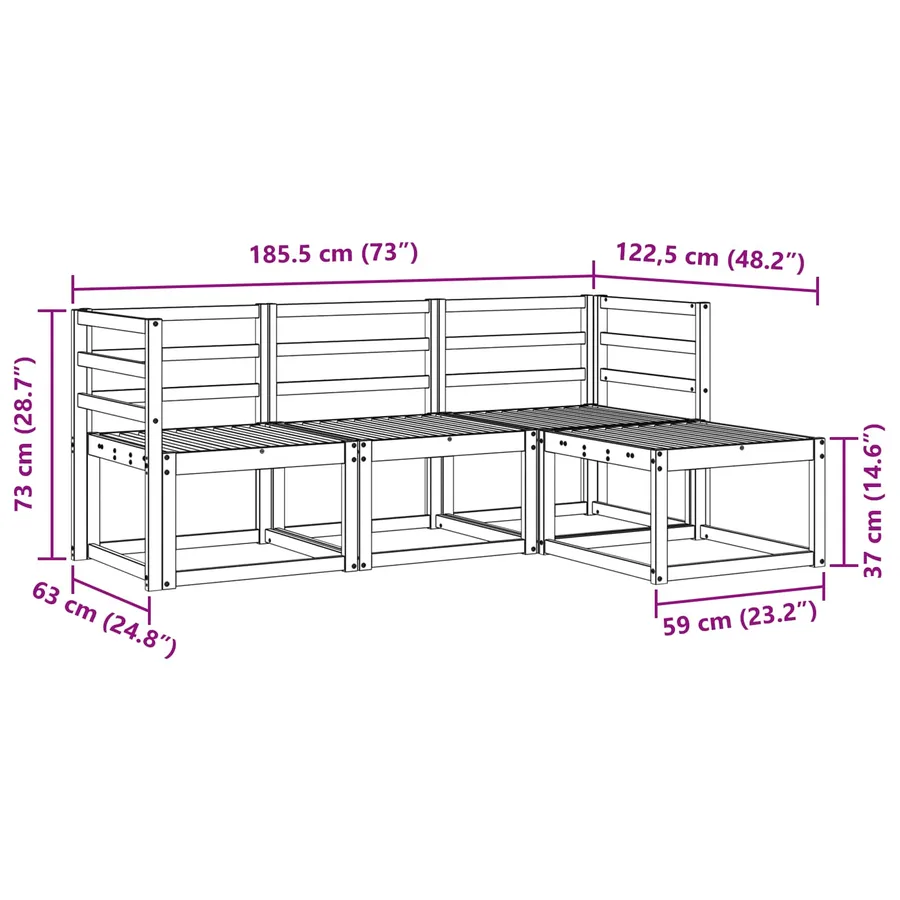 Ensemble de canapés d'extérieur 4 pcs Blanc - 7