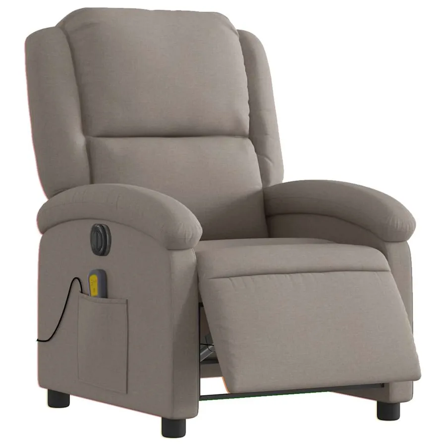 Fauteuil de massage inclinable électrique Taupe Tissu - 3