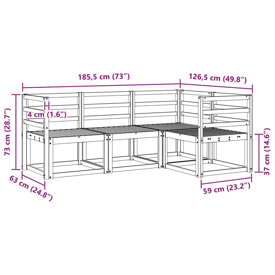 Ensemble de canapés d'extérieur 4 pcs Blanc - 6