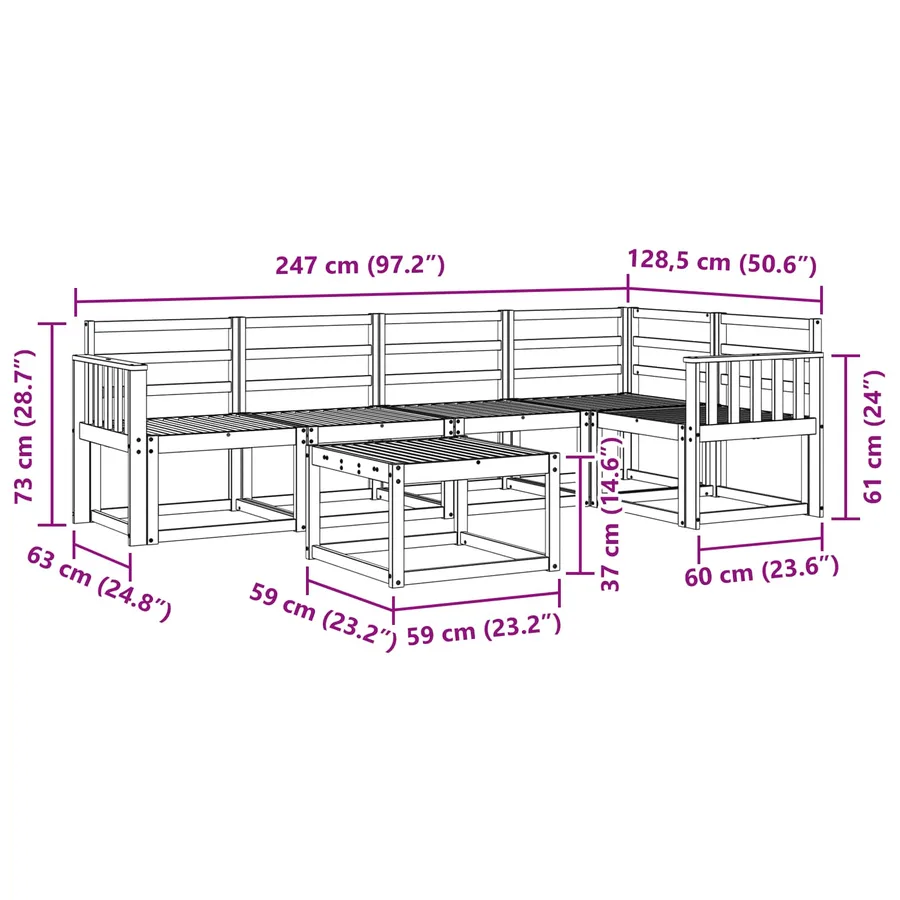 Ensemble de canapés d'extérieur 6 pcs Blanc - 9