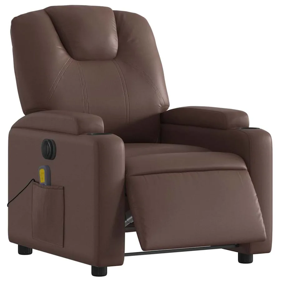 Fauteuil de massage inclinable électrique marron similicuir - 3